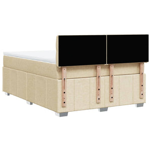 Κρεβάτι Boxspring με Στρώμα Κρεμ 160x200 εκ. Υφασμάτινο - Pakobazaar