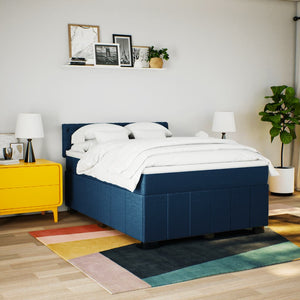 Κρεβάτι Boxspring με Στρώμα Μπλε 160x200 εκ. Υφασμάτινο - Pakobazaar