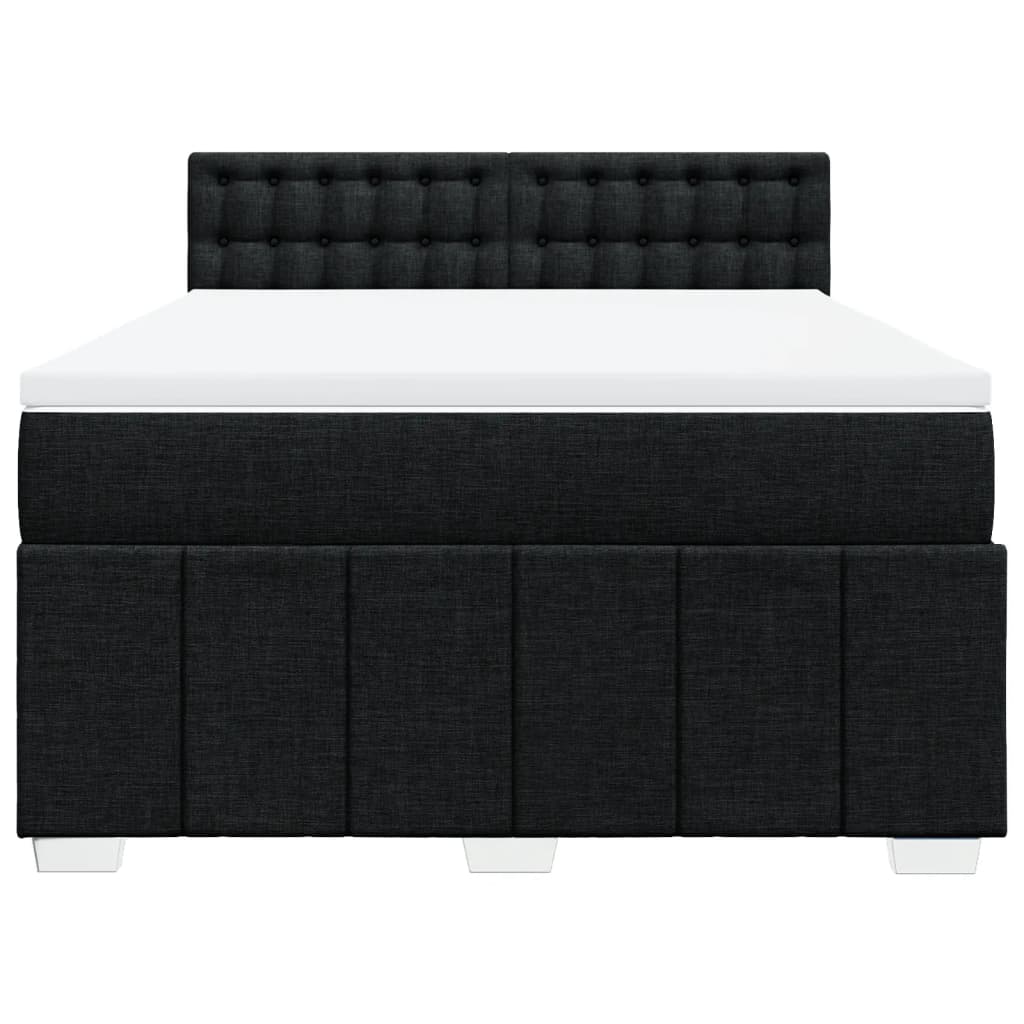 Κρεβάτι Boxspring με Στρώμα Μαύρο 160x200 εκ. Υφασμάτινο - Pakobazaar
