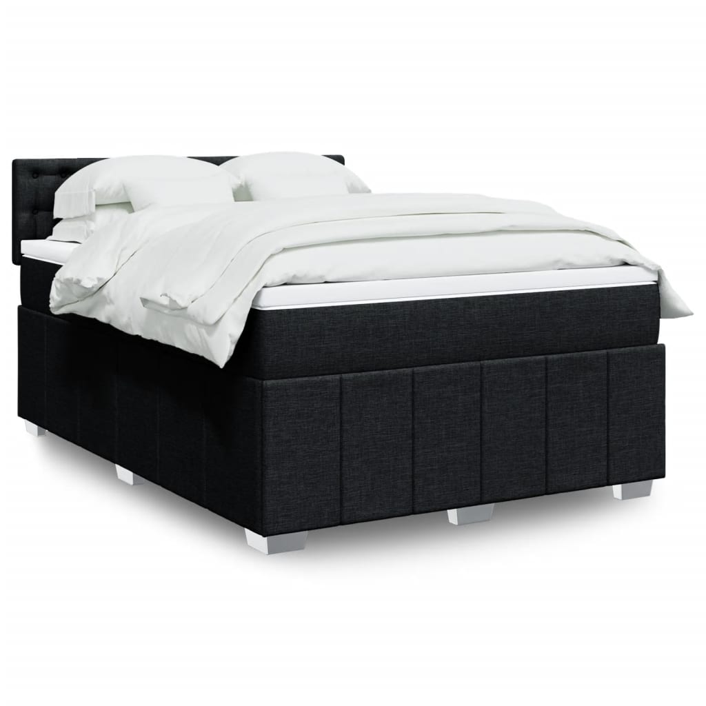Κρεβάτι Boxspring με Στρώμα Μαύρο 160x200 εκ. Υφασμάτινο - Pakobazaar