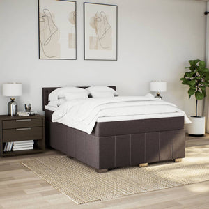 Κρεβάτι Boxspring με Στρώμα Σκούρο Καφέ 160x200 εκ Υφασμάτινο - Pakobazaar