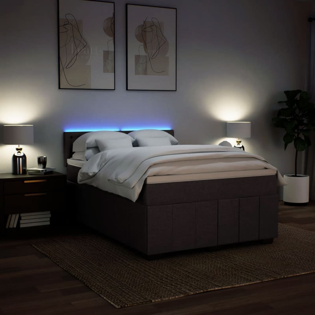 Κρεβάτι Boxspring με Στρώμα Σκούρο Καφέ 160x200 εκ Υφασμάτινο - Pakobazaar