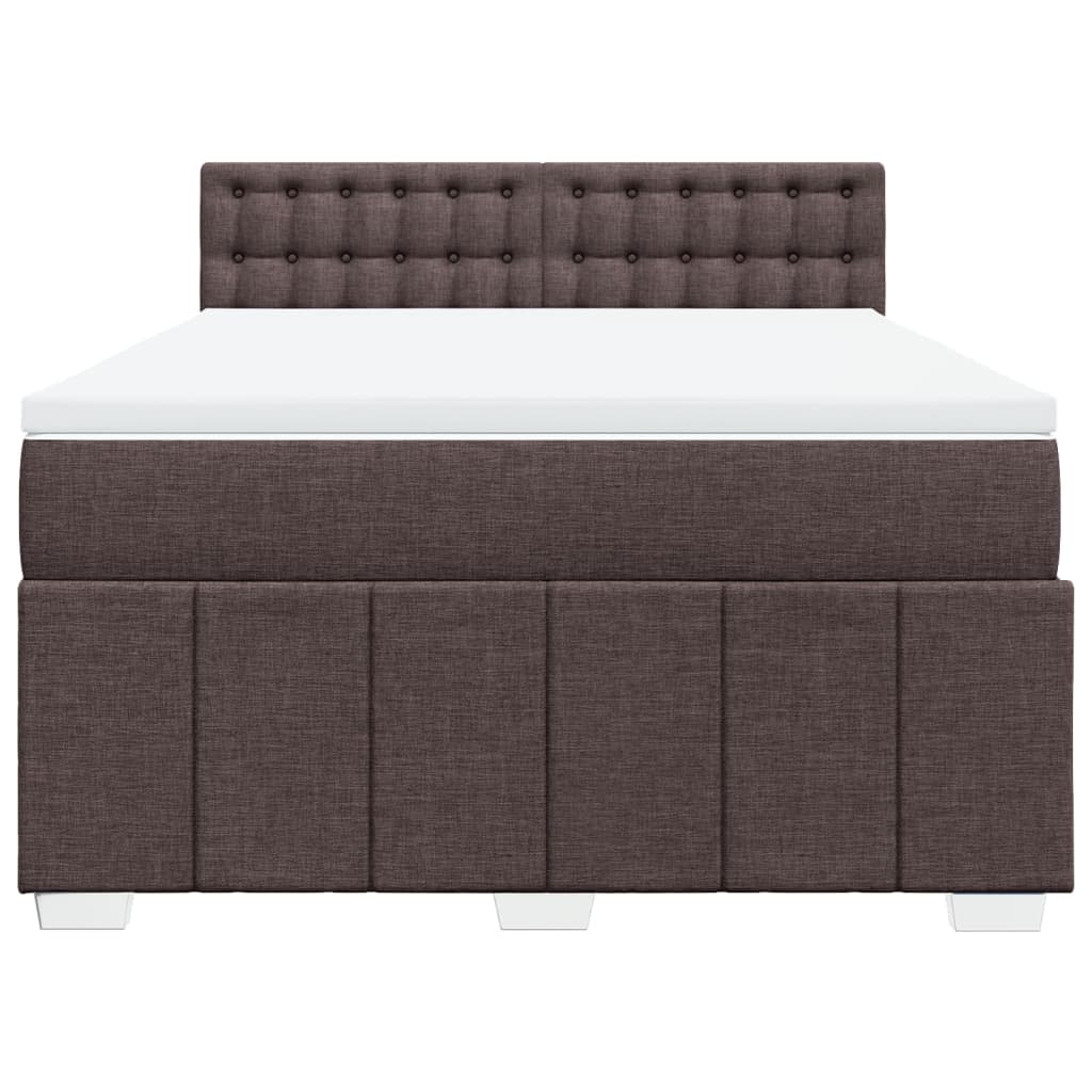 Κρεβάτι Boxspring με Στρώμα Σκούρο Καφέ 160x200 εκ Υφασμάτινο - Pakobazaar