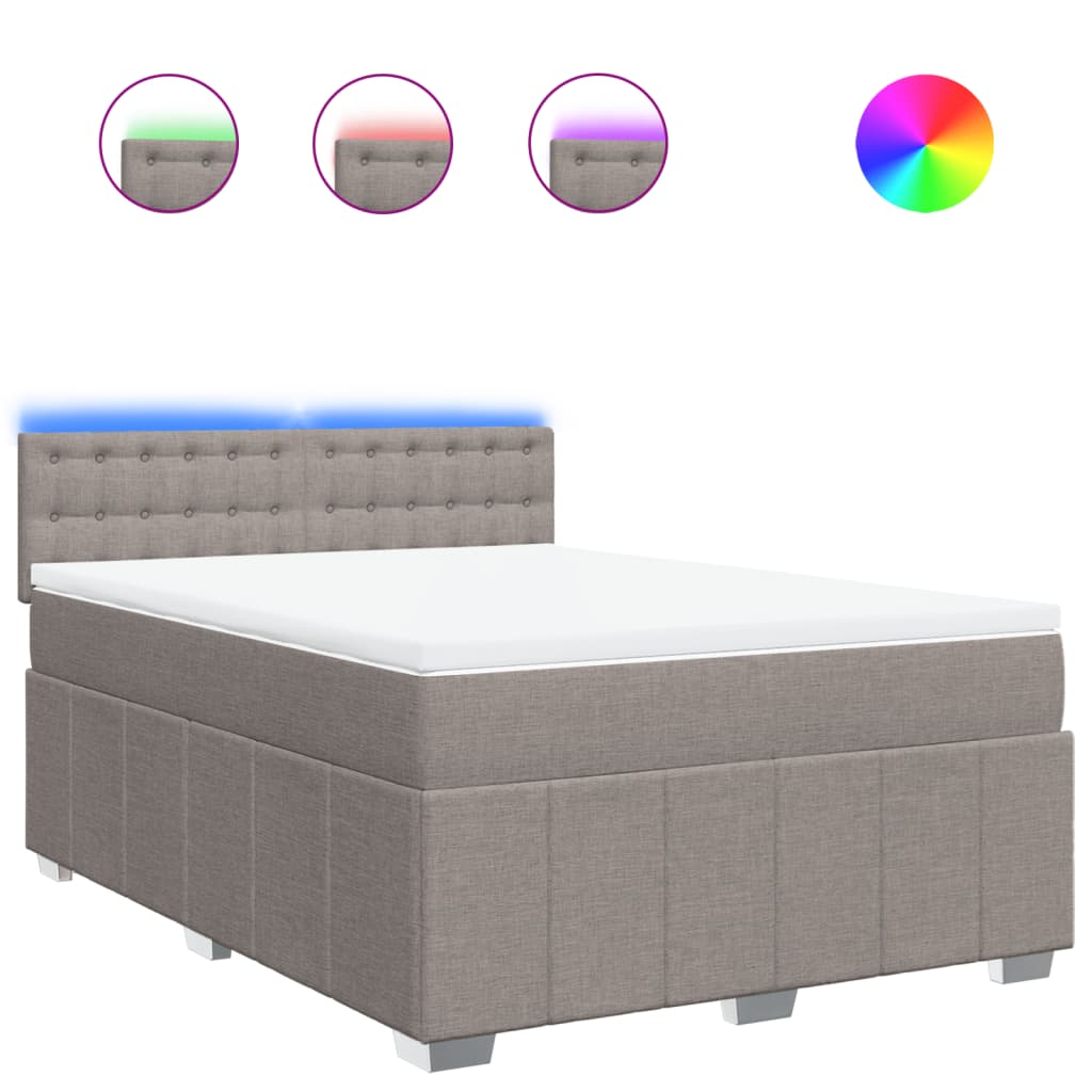 Κρεβάτι Boxspring με Στρώμα Taupe 160x200 εκ. Υφασμάτινο - Pakobazaar