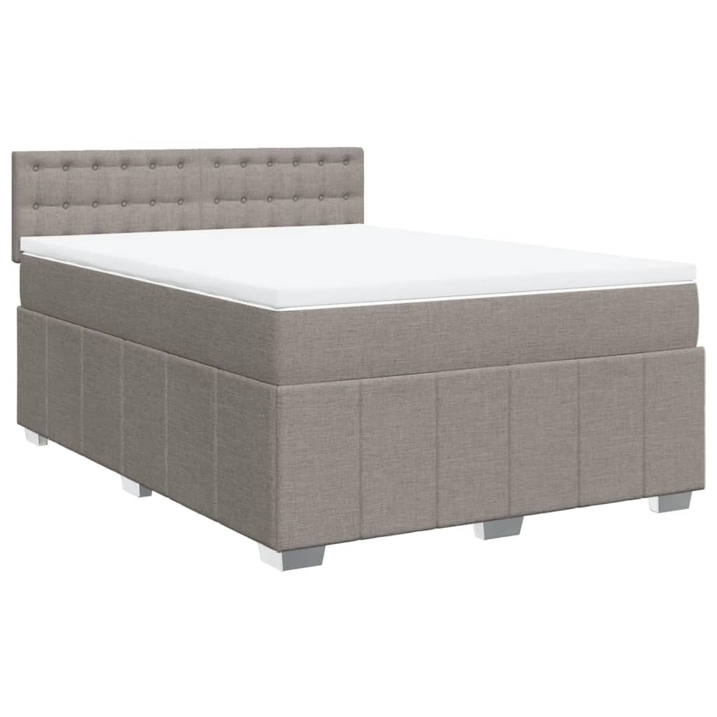 Κρεβάτι Boxspring με Στρώμα Taupe 160x200 εκ. Υφασμάτινο - Pakobazaar