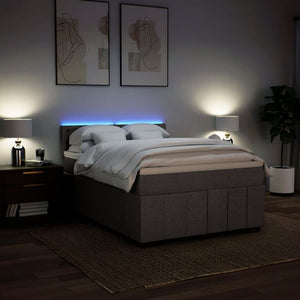 Κρεβάτι Boxspring με Στρώμα Taupe 160x200 εκ. Υφασμάτινο - Pakobazaar