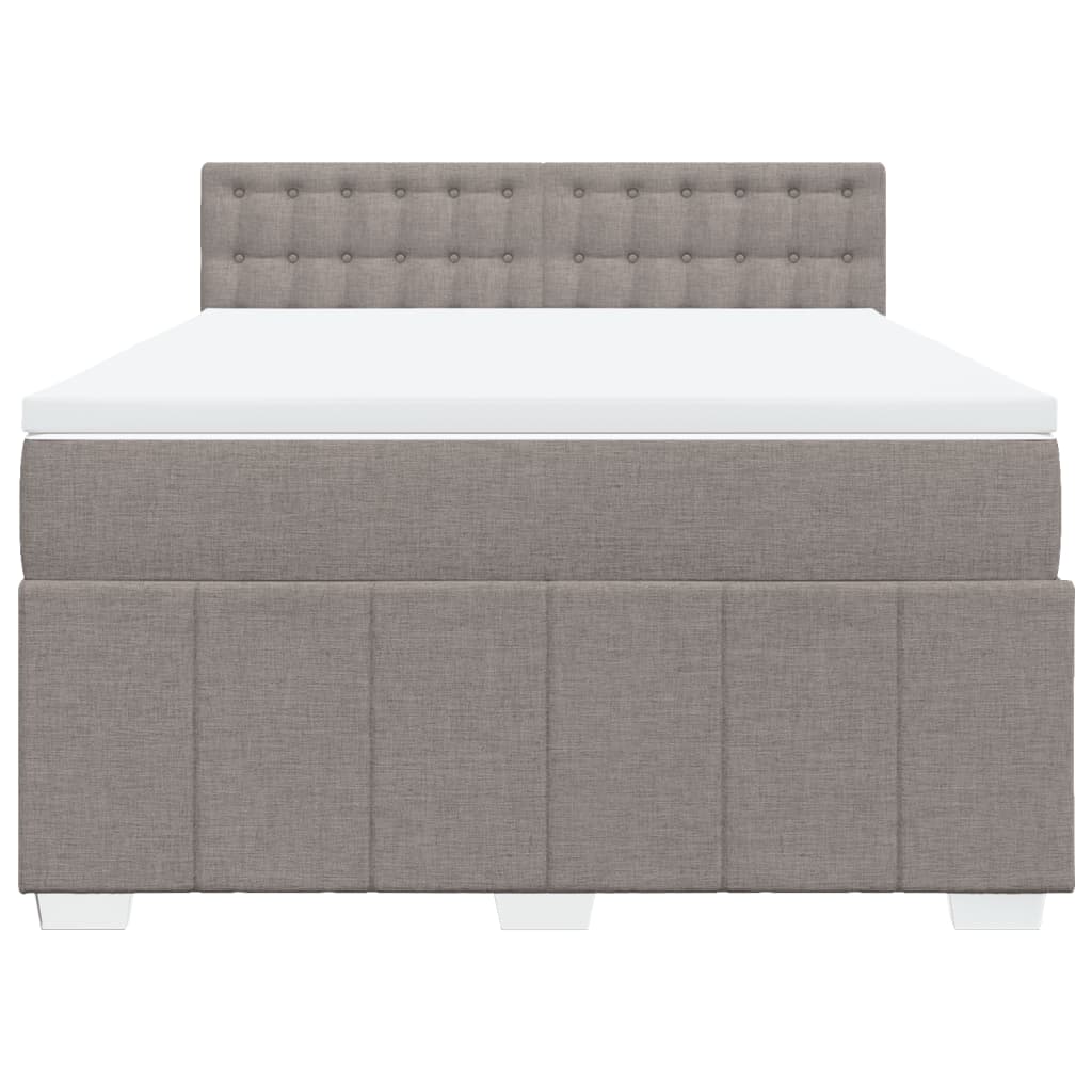 Κρεβάτι Boxspring με Στρώμα Taupe 160x200 εκ. Υφασμάτινο - Pakobazaar