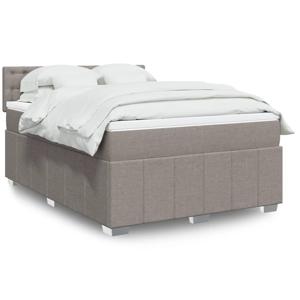 Κρεβάτι Boxspring με Στρώμα Taupe 160x200 εκ. Υφασμάτινο - Pakobazaar
