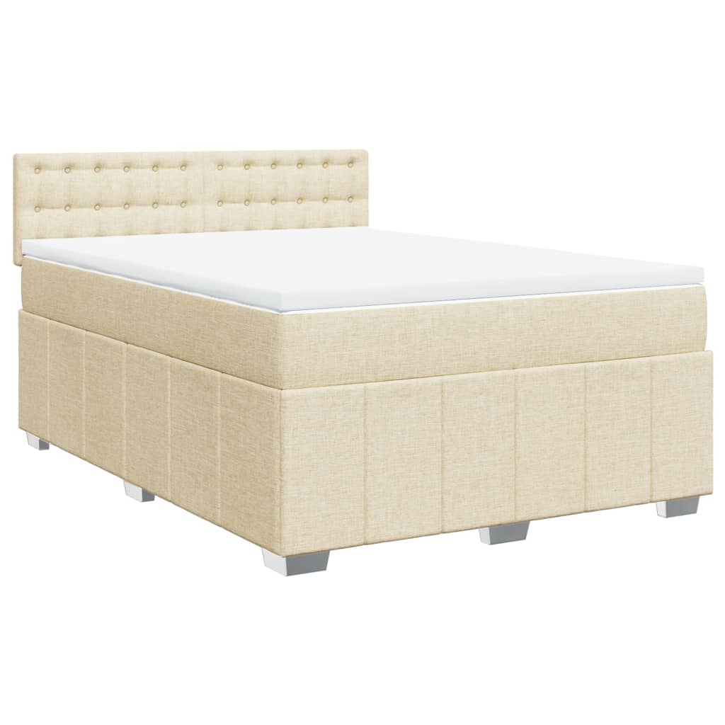 Κρεβάτι Boxspring με Στρώμα Κρεμ 160x200 εκ. Υφασμάτινο - Pakobazaar