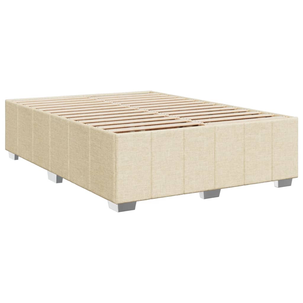 Κρεβάτι Boxspring με Στρώμα Κρεμ 160x200 εκ. Υφασμάτινο - Pakobazaar