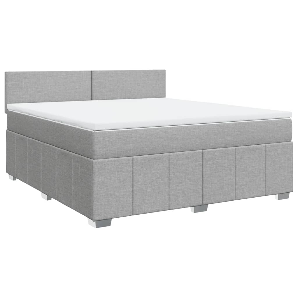Κρεβάτι Boxspring με Στρώμα Ανοιχτό Γκρι 180x200 εκ. Υφασμάτινο - Pakobazaar