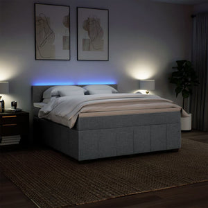 Κρεβάτι Boxspring με Στρώμα Ανοιχτό Γκρι 180x200 εκ. Υφασμάτινο - Pakobazaar