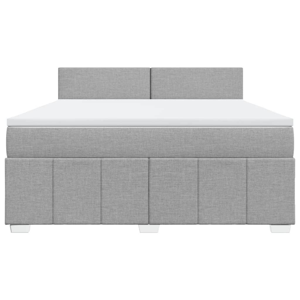 Κρεβάτι Boxspring με Στρώμα Ανοιχτό Γκρι 180x200 εκ. Υφασμάτινο - Pakobazaar