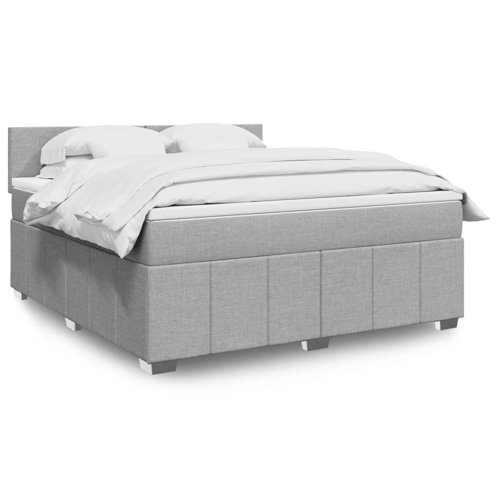 Κρεβάτι Boxspring με Στρώμα Ανοιχτό Γκρι 180x200 εκ. Υφασμάτινο - Pakobazaar