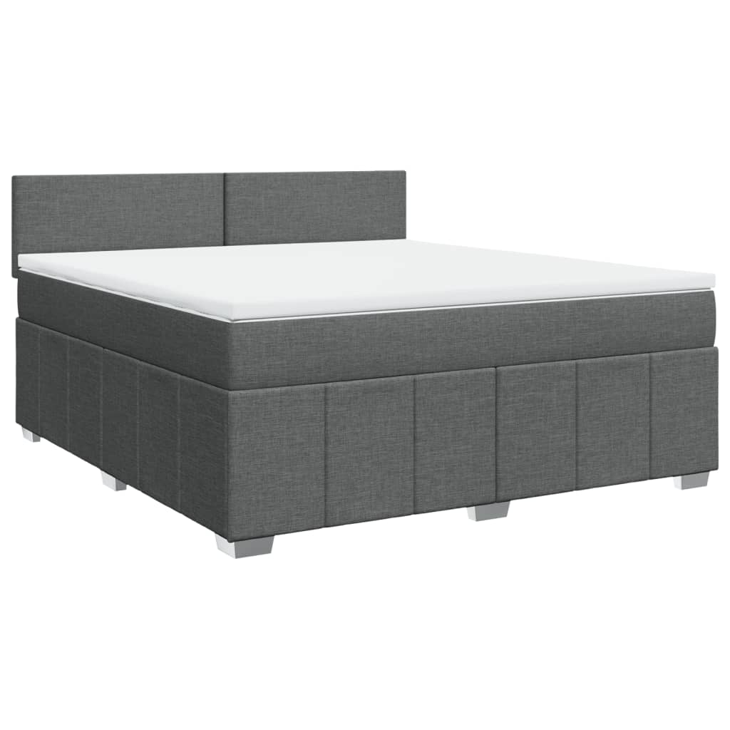 Κρεβάτι Boxspring με Στρώμα Σκούρο Γκρι 180x200 εκ Υφασμάτιν