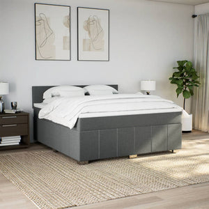 Κρεβάτι Boxspring με Στρώμα Σκούρο Γκρι 180x200 εκ Υφασμάτιν