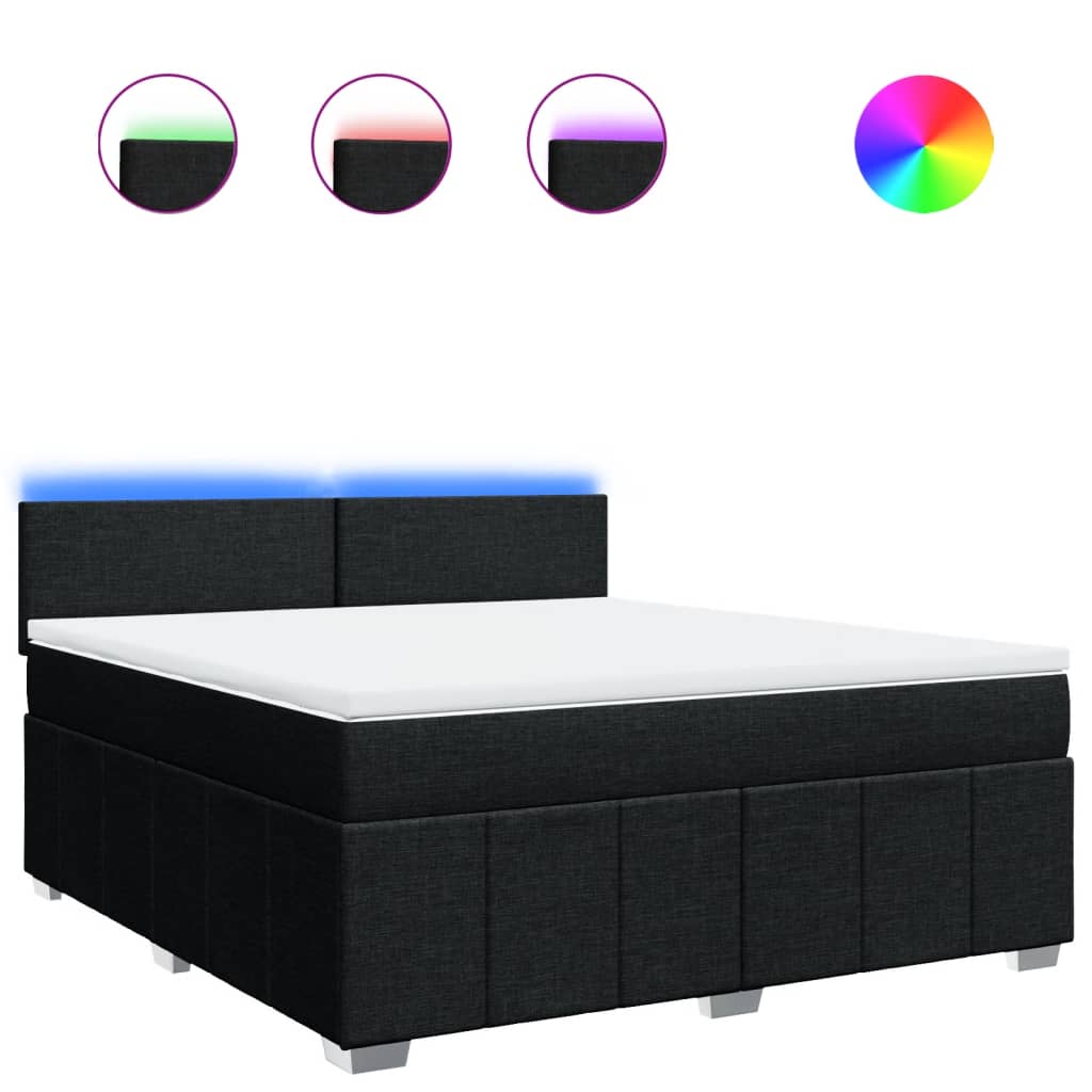 Κρεβάτι Boxspring με Στρώμα Μαύρο 180x200 εκ. Υφασμάτινο - Pakobazaar