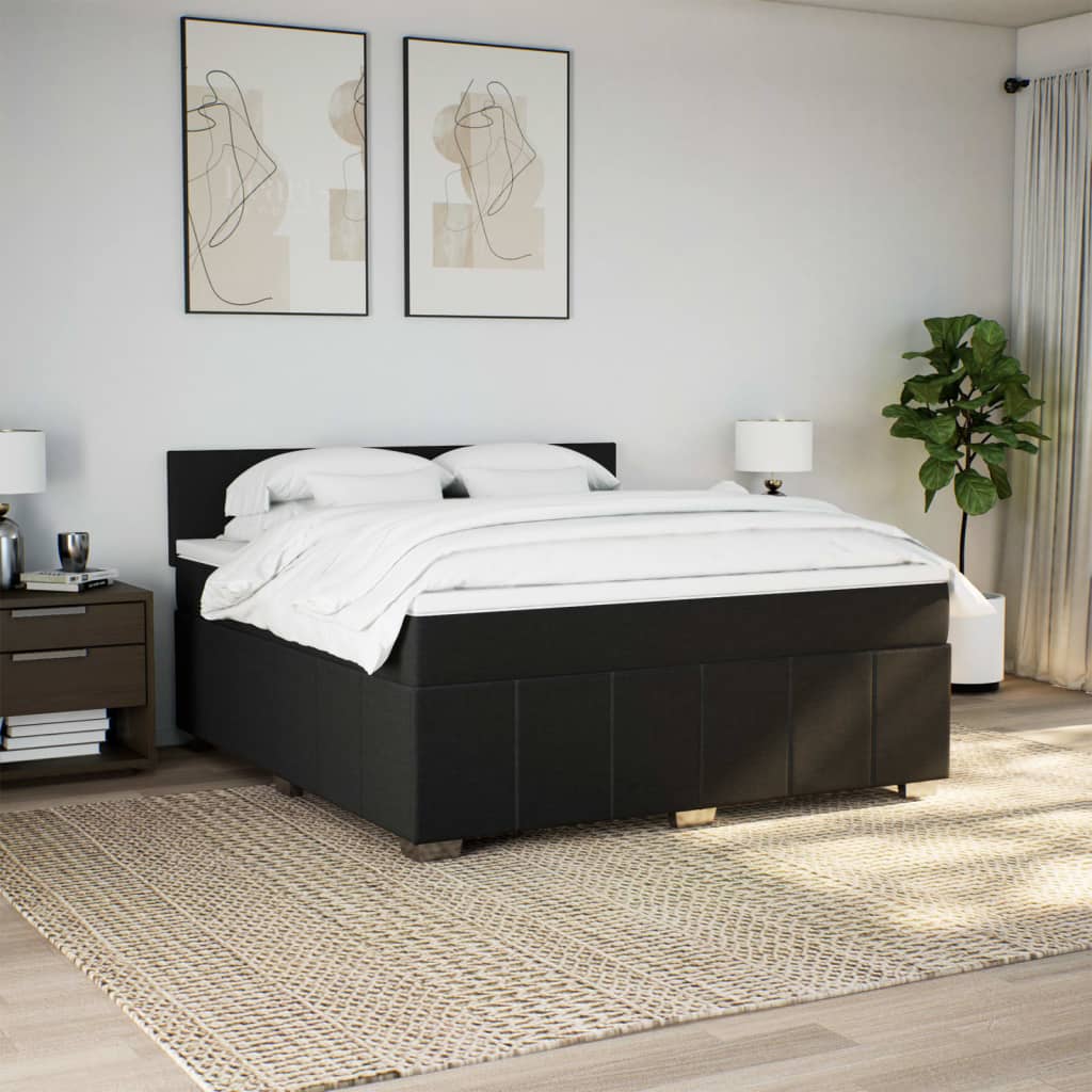 Κρεβάτι Boxspring με Στρώμα Μαύρο 180x200 εκ. Υφασμάτινο - Pakobazaar