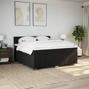 Κρεβάτι Boxspring με Στρώμα Μαύρο 180x200 εκ. Υφασμάτινο - Pakobazaar