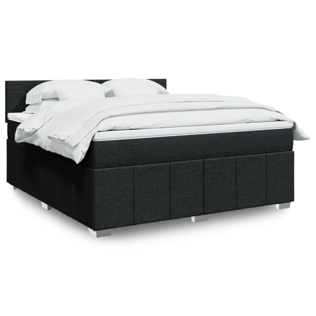 Κρεβάτι Boxspring με Στρώμα Μαύρο 180x200 εκ. Υφασμάτινο - Pakobazaar