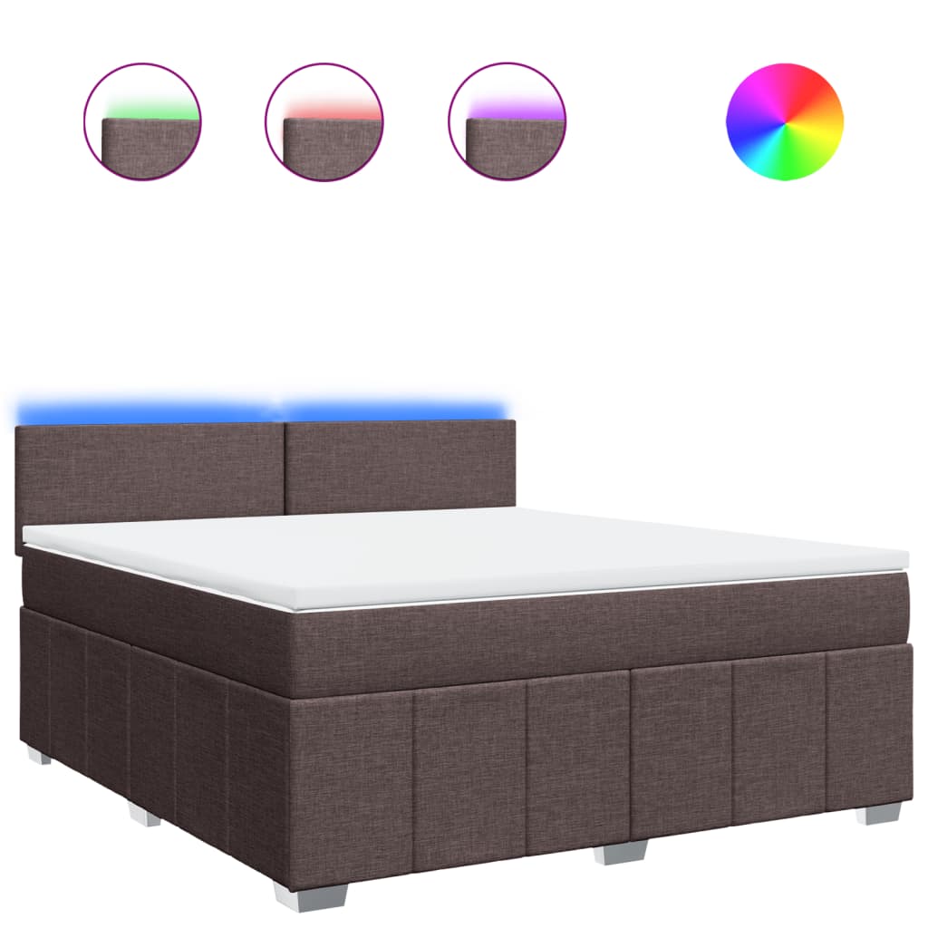 Κρεβάτι Boxspring με Στρώμα Σκούρο Καφέ 180x200 εκ Υφασμάτινο - Pakobazaar