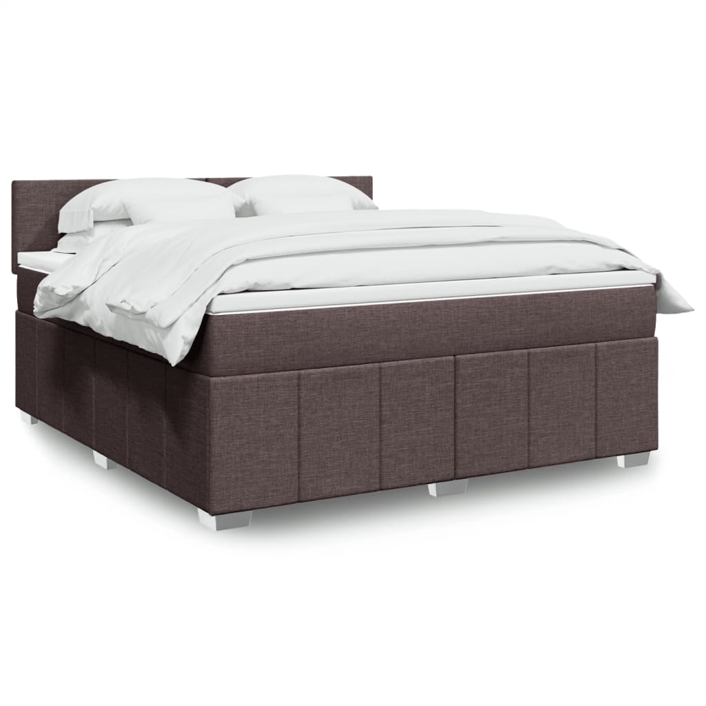Κρεβάτι Boxspring με Στρώμα Σκούρο Καφέ 180x200 εκ Υφασμάτινο - Pakobazaar