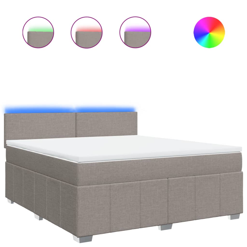Κρεβάτι Boxspring με Στρώμα Taupe 180x200 εκ. Υφασμάτινο