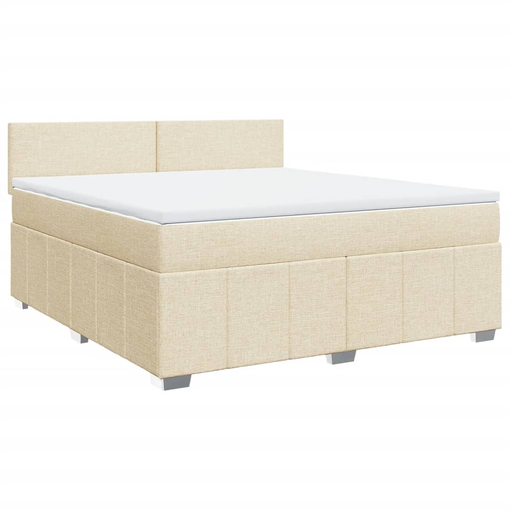Κρεβάτι Boxspring με Στρώμα Κρεμ 180x200 εκ. Υφασμάτινο - Pakobazaar