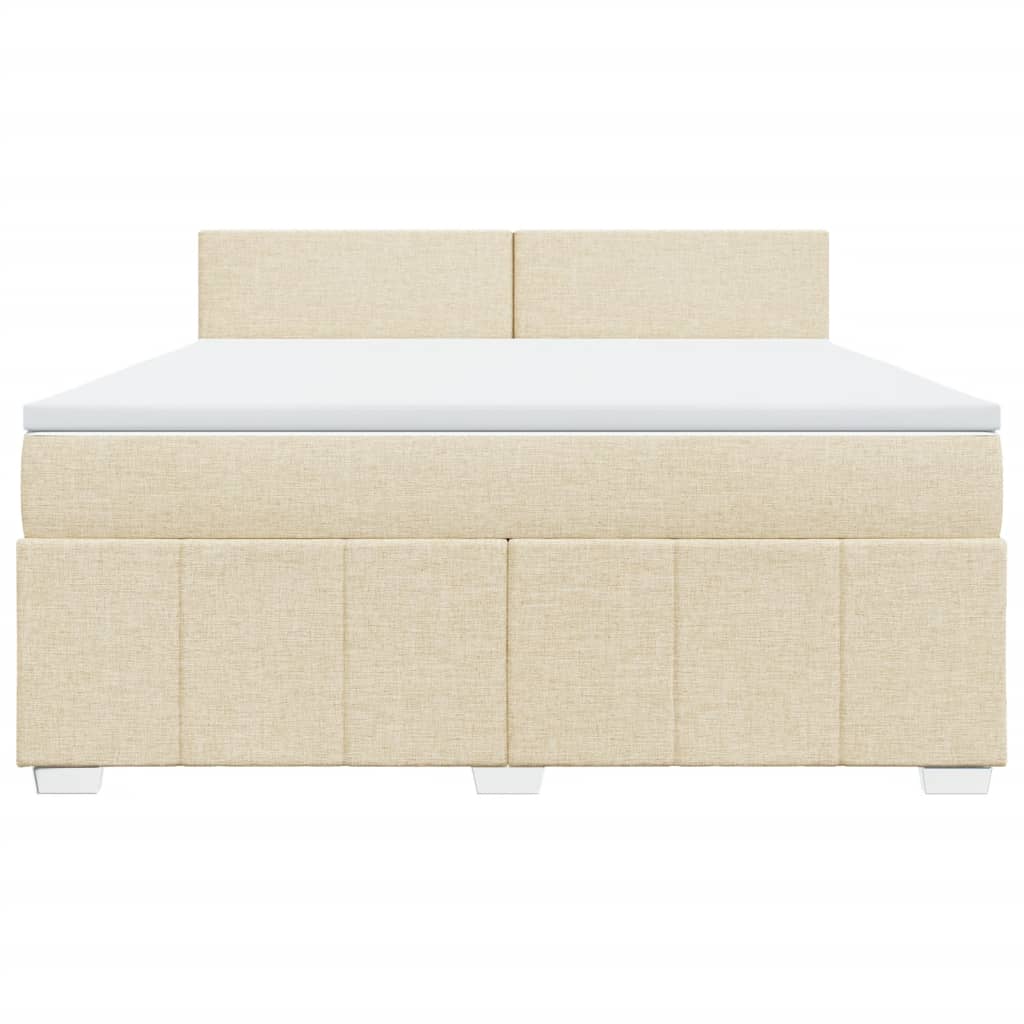 Κρεβάτι Boxspring με Στρώμα Κρεμ 180x200 εκ. Υφασμάτινο - Pakobazaar