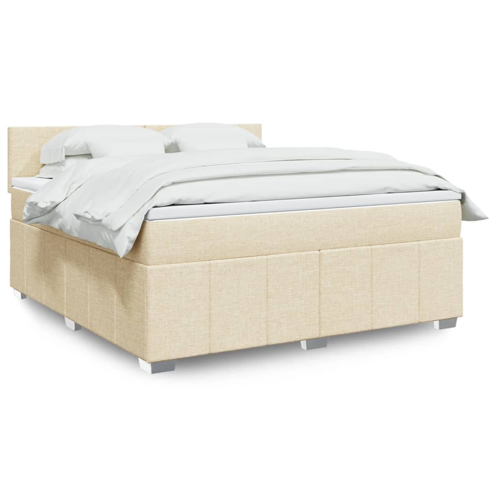 Κρεβάτι Boxspring με Στρώμα Κρεμ 180x200 εκ. Υφασμάτινο - Pakobazaar