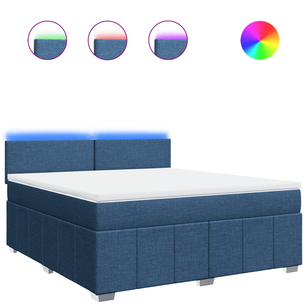 Κρεβάτι Boxspring με Στρώμα Μπλε 180x200 εκ. Υφασμάτινο