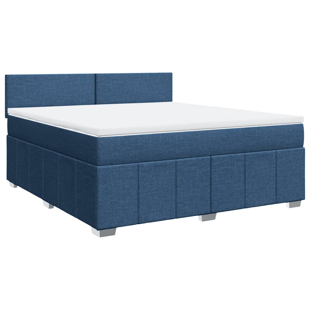 Κρεβάτι Boxspring με Στρώμα Μπλε 180x200 εκ. Υφασμάτινο