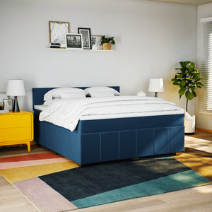Κρεβάτι Boxspring με Στρώμα Μπλε 180x200 εκ. Υφασμάτινο