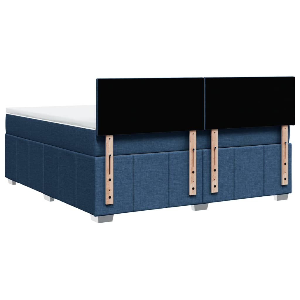 Κρεβάτι Boxspring με Στρώμα Μπλε 180x200 εκ. Υφασμάτινο