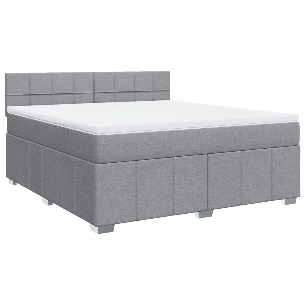 Κρεβάτι Boxspring με Στρώμα Ανοιχτό Γκρι 180x200 εκ. Υφασμάτινο - Pakobazaar