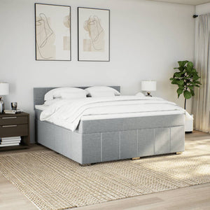 Κρεβάτι Boxspring με Στρώμα Ανοιχτό Γκρι 180x200 εκ. Υφασμάτινο - Pakobazaar