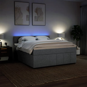 Κρεβάτι Boxspring με Στρώμα Ανοιχτό Γκρι 180x200 εκ. Υφασμάτινο - Pakobazaar