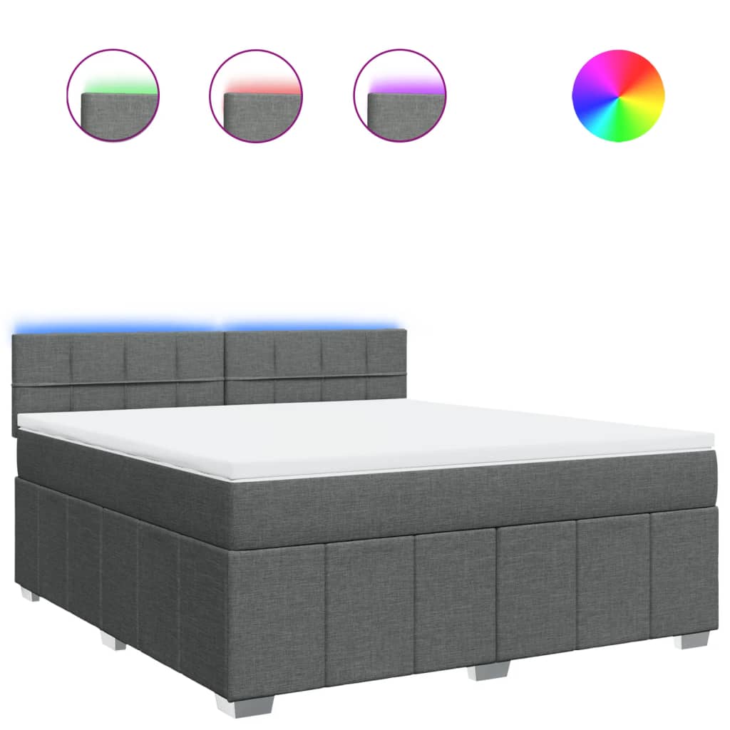 Κρεβάτι Boxspring με Στρώμα Σκούρο Γκρι 180x200 εκ Υφασμάτιν - Pakobazaar