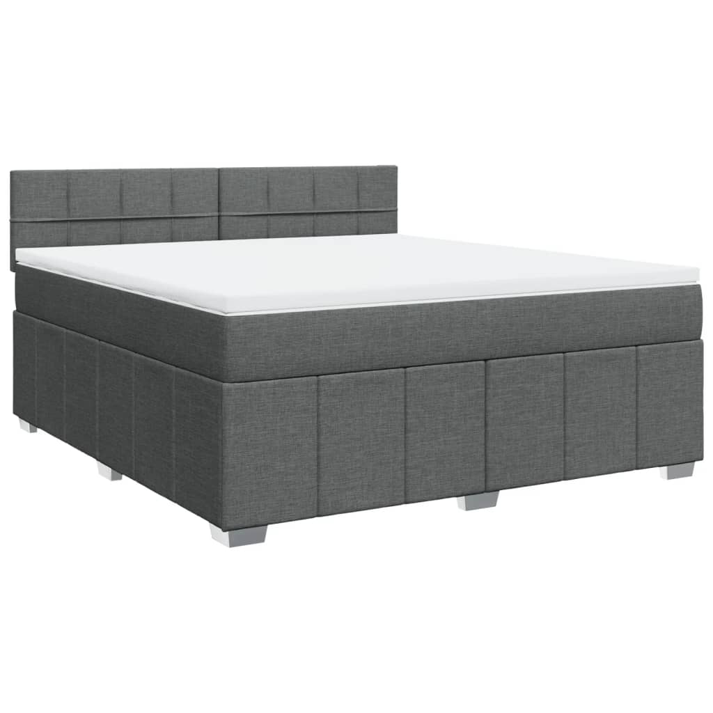 Κρεβάτι Boxspring με Στρώμα Σκούρο Γκρι 180x200 εκ Υφασμάτιν - Pakobazaar