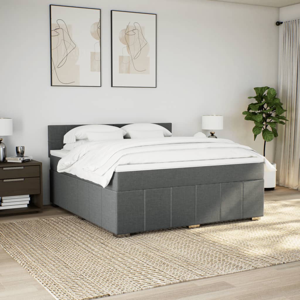 Κρεβάτι Boxspring με Στρώμα Σκούρο Γκρι 180x200 εκ Υφασμάτιν - Pakobazaar