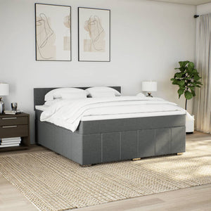 Κρεβάτι Boxspring με Στρώμα Σκούρο Γκρι 180x200 εκ Υφασμάτιν - Pakobazaar