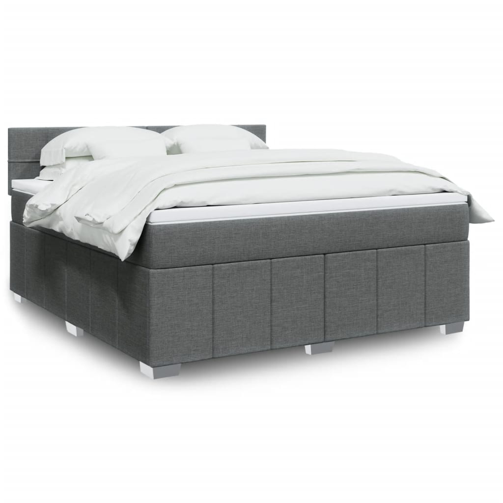 Κρεβάτι Boxspring με Στρώμα Σκούρο Γκρι 180x200 εκ Υφασμάτιν - Pakobazaar