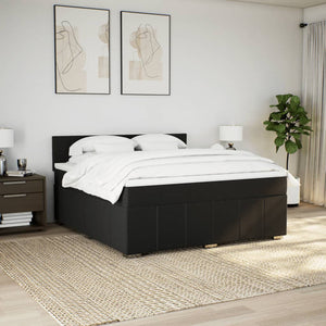Κρεβάτι Boxspring με Στρώμα Μαύρο 180x200 εκ. Υφασμάτινο - Pakobazaar