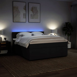 Κρεβάτι Boxspring με Στρώμα Μαύρο 180x200 εκ. Υφασμάτινο - Pakobazaar