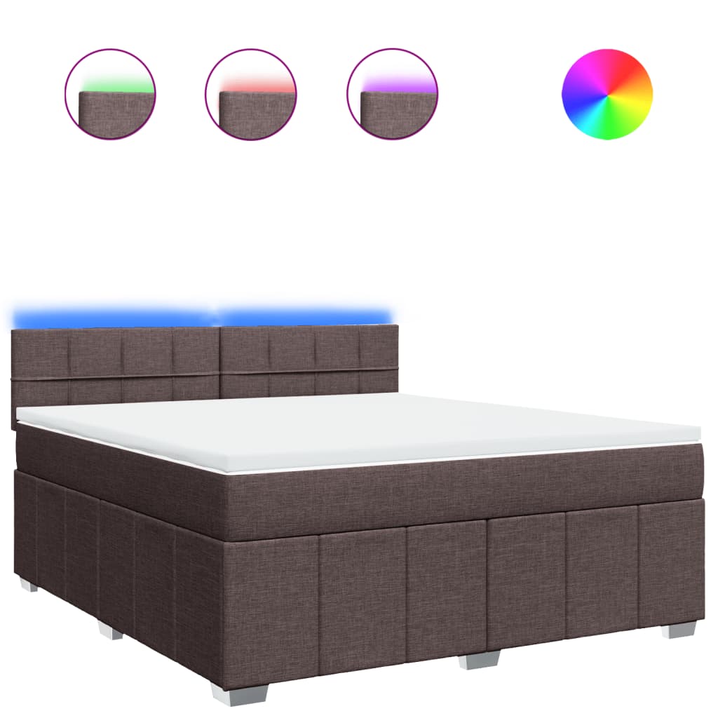 Κρεβάτι Boxspring με Στρώμα Σκούρο Καφέ 180x200 εκ Υφασμάτινο - Pakobazaar