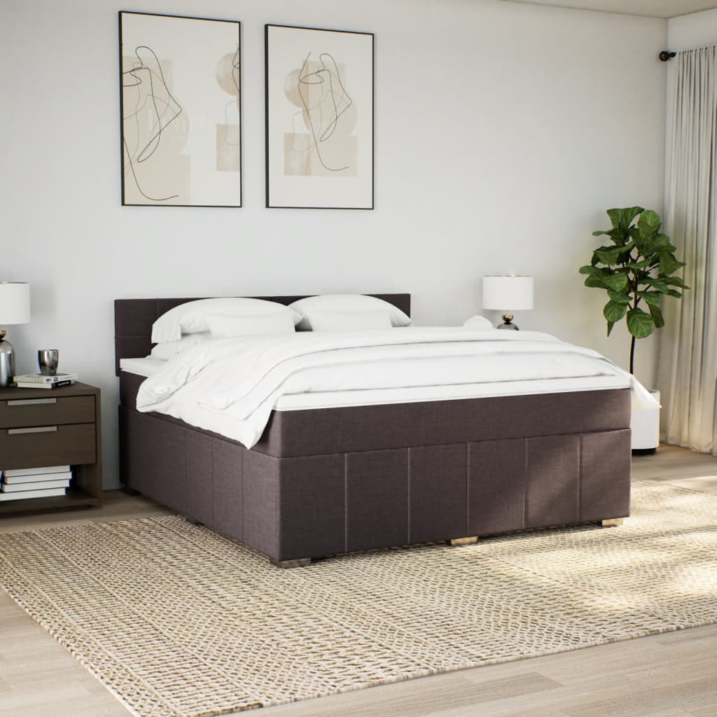 Κρεβάτι Boxspring με Στρώμα Σκούρο Καφέ 180x200 εκ Υφασμάτινο - Pakobazaar