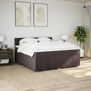 Κρεβάτι Boxspring με Στρώμα Σκούρο Καφέ 180x200 εκ Υφασμάτινο - Pakobazaar