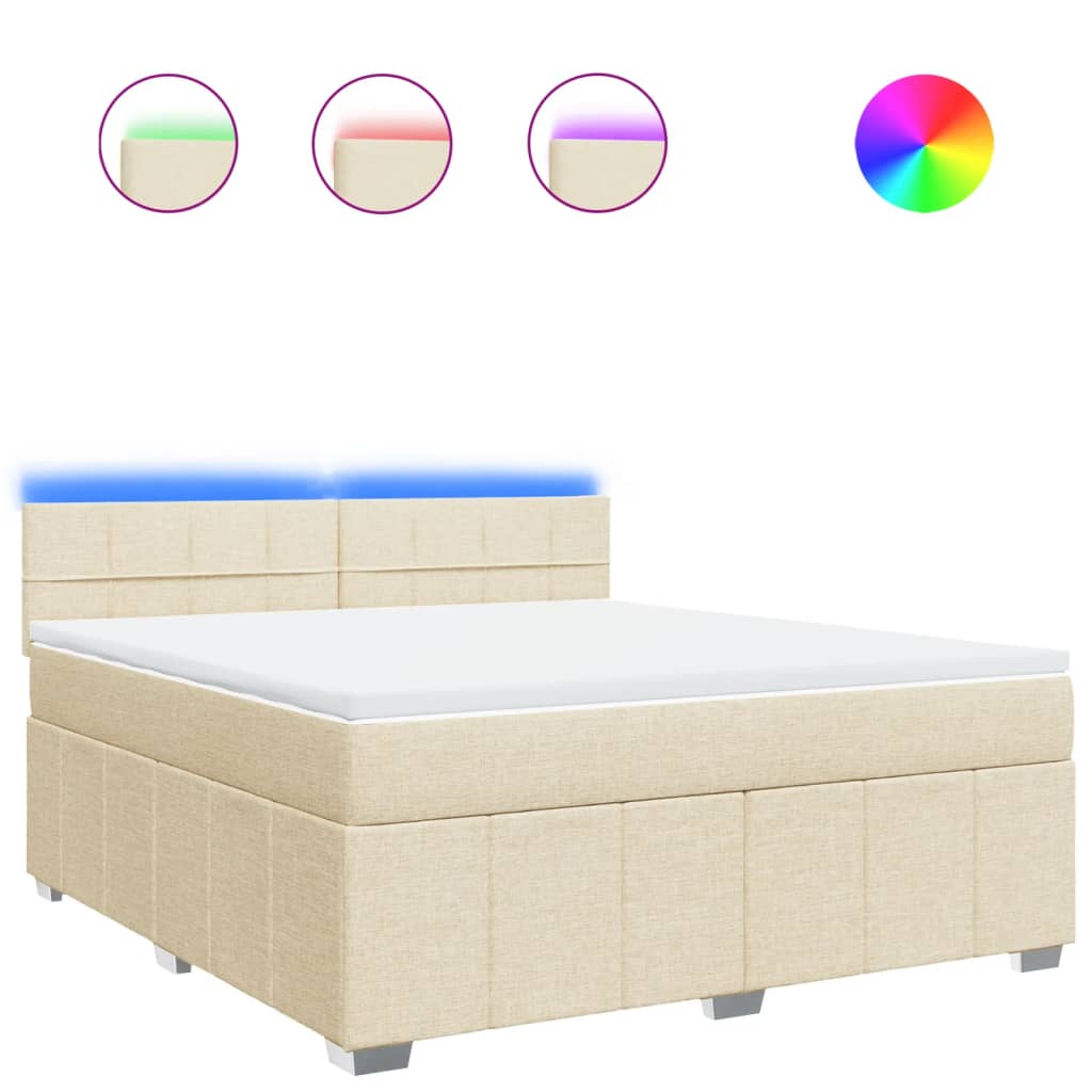 Κρεβάτι Boxspring με Στρώμα Κρεμ 180x200 εκ. Υφασμάτινο - Pakobazaar