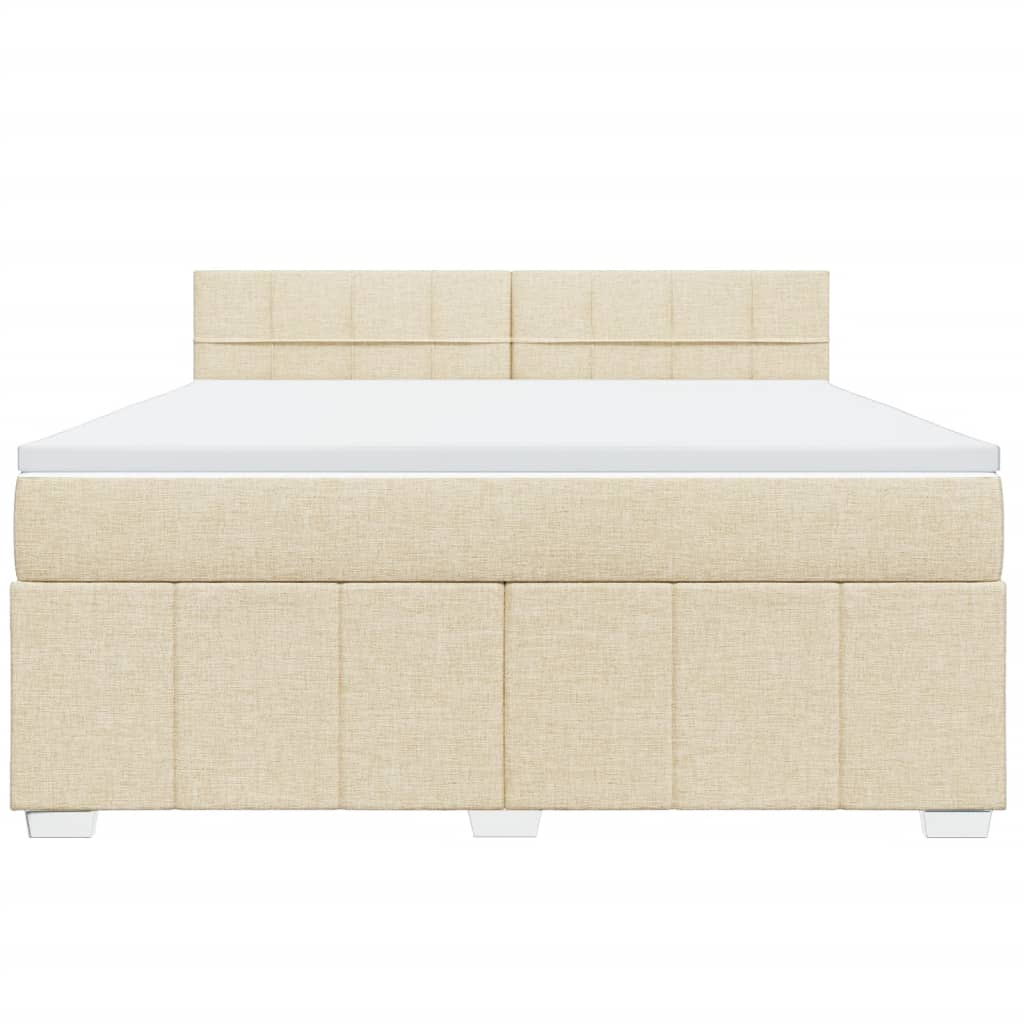 Κρεβάτι Boxspring με Στρώμα Κρεμ 180x200 εκ. Υφασμάτινο - Pakobazaar