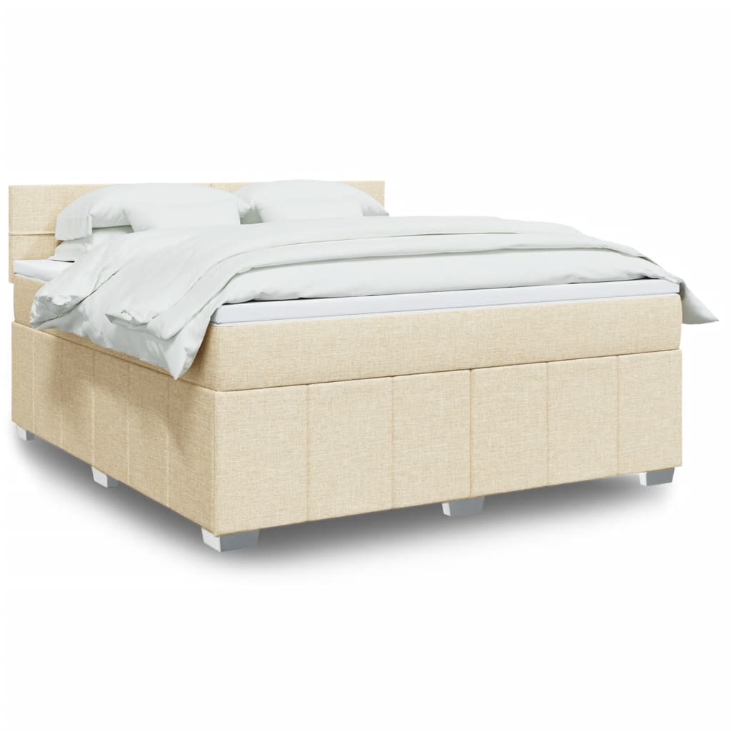 Κρεβάτι Boxspring με Στρώμα Κρεμ 180x200 εκ. Υφασμάτινο - Pakobazaar
